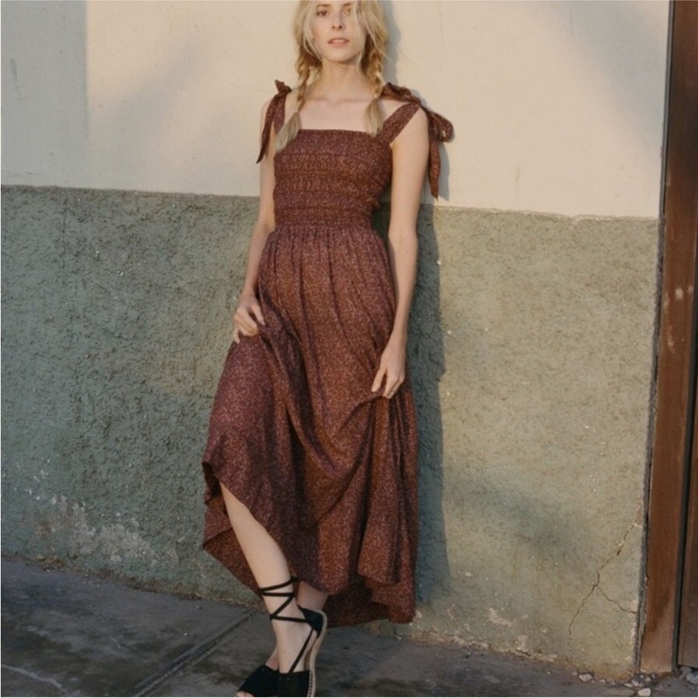 Doen Jasmine Dress in Rust Ditzy Floral, Medium